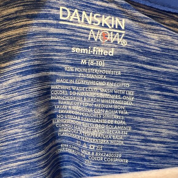 Danskin Now Semi-fitted M 8-10 1/4 Zip LS Blue Running Shirt Thumbhole Stretch - Picture 6 of 9